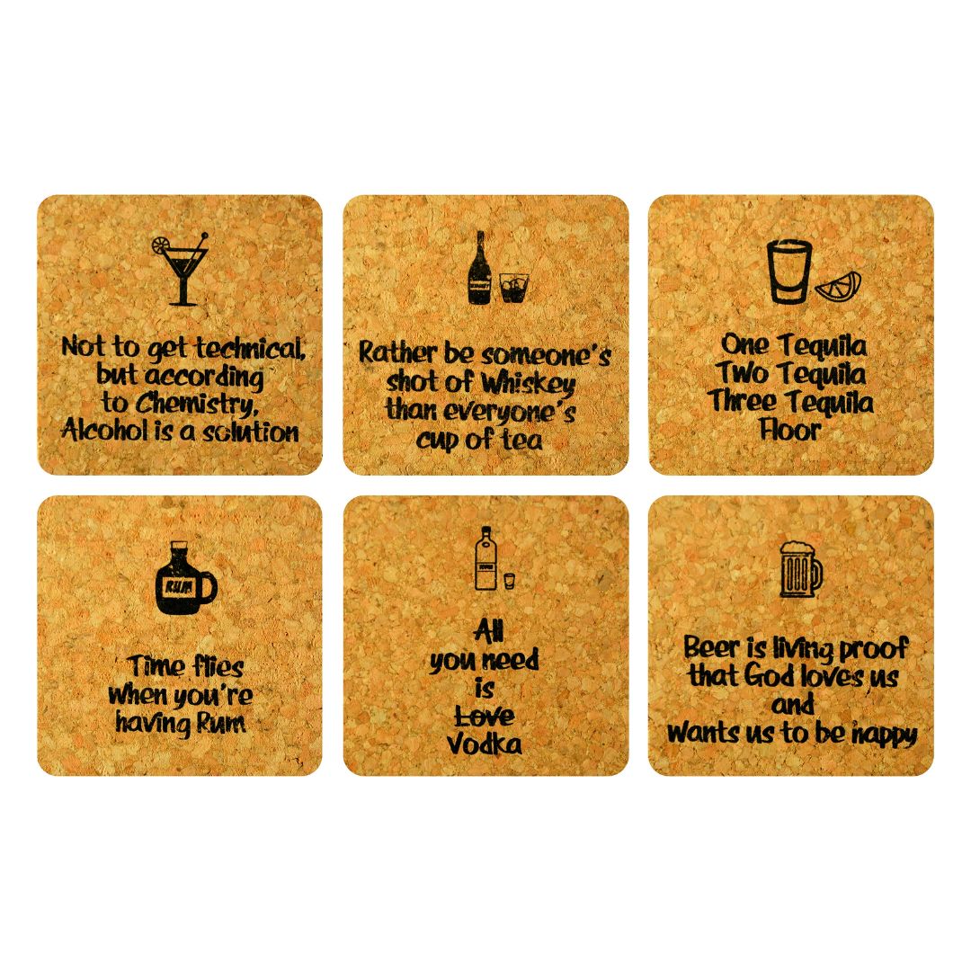 Bar Fun Cork Coaster Set