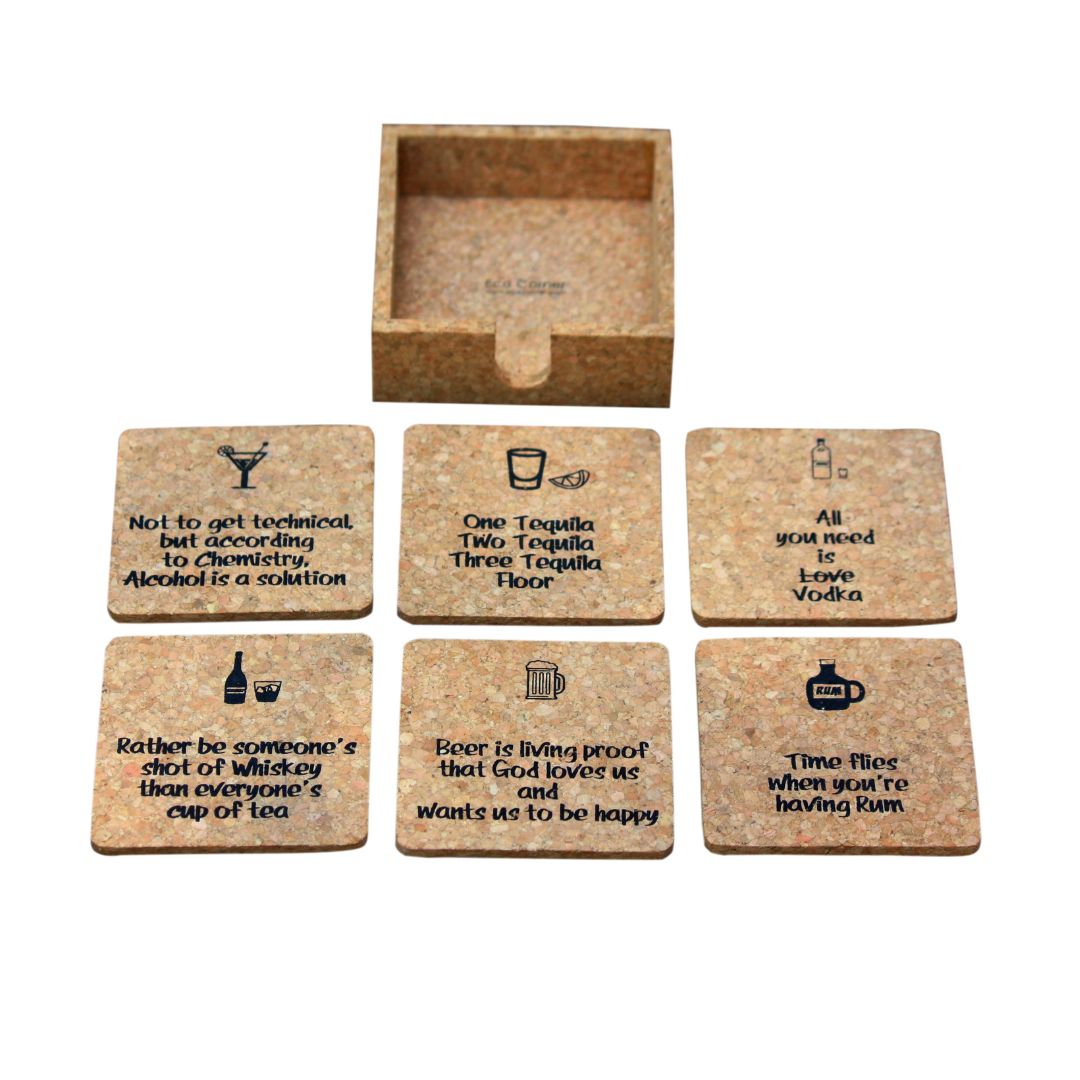 Bar Fun Cork Coaster Set