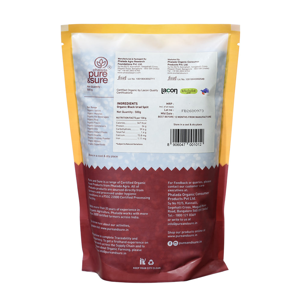 Organic Black Urad Dal Split (500gm)