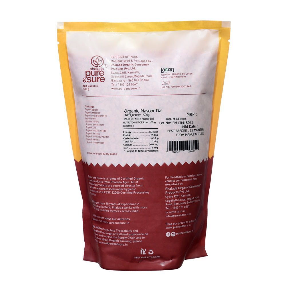 Organic Masoor Dal-500Gms